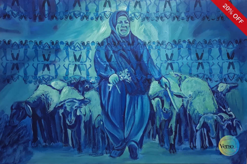 The Sheep shepherd female 120 x 80 cm / Acrylic / Unframed, shipped in a roll