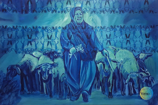 The Sheep shepherd female 120 x 80 cm / Acrylic / Unframed, shipped in roll