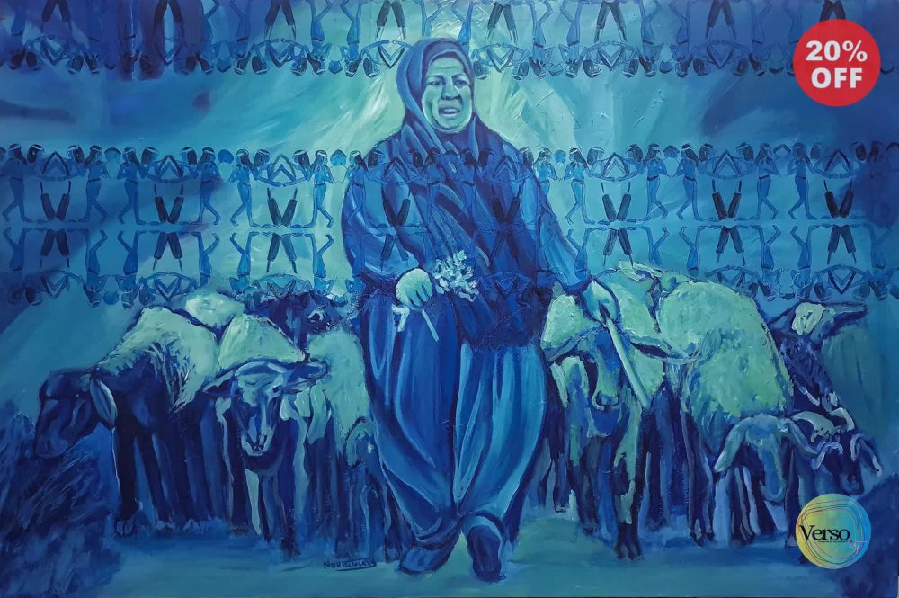 The Sheep shepherd female 120 x 80 cm / Acrylic / Unframed, shipped in a roll