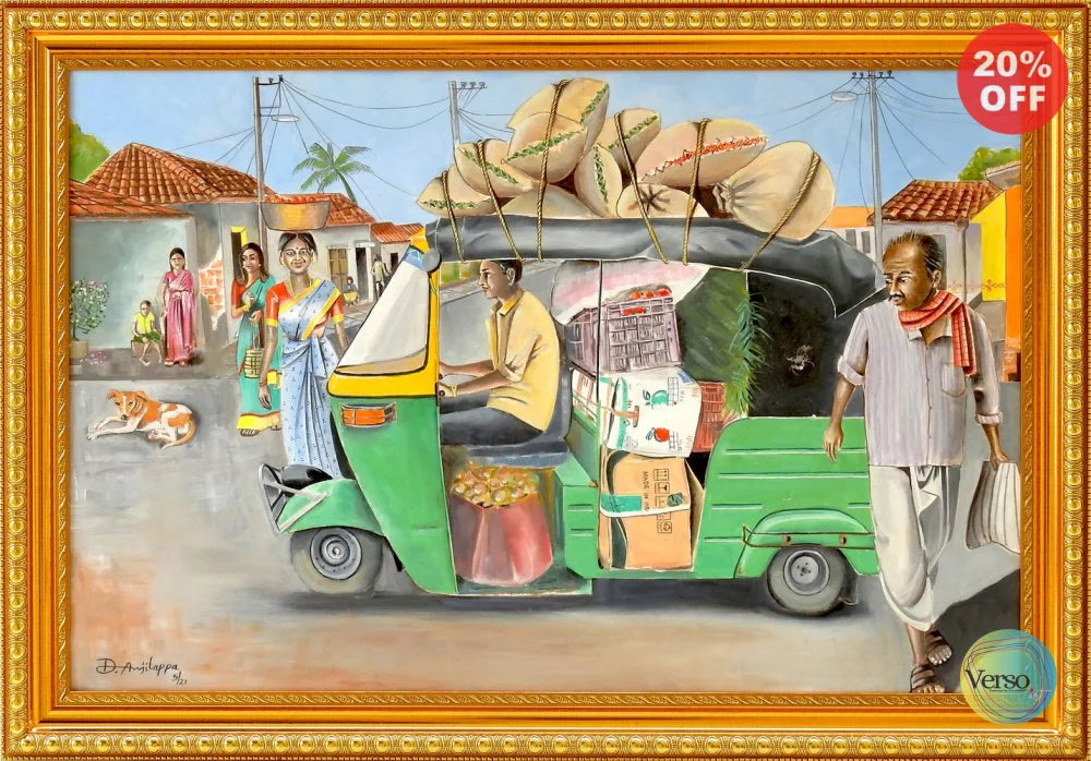 The Village Commuter 28 x 36 cm / Print / Framed, shipped flat
