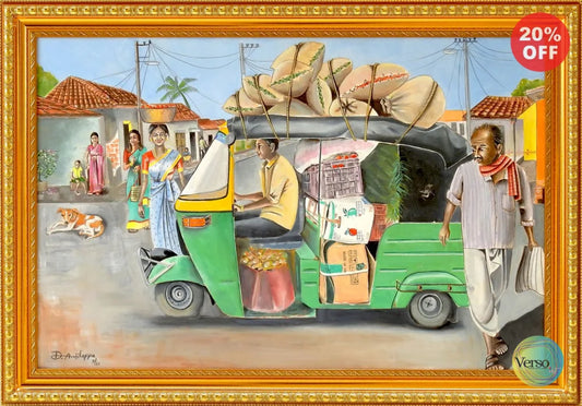 The Village Commuter 28 x 36 cm / Print / Framed, shipped flat