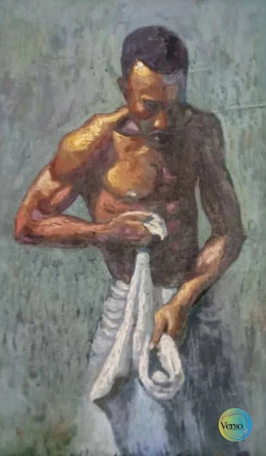 The Washerman 24 x 36 cm / Oil / Framed, shipped in a box