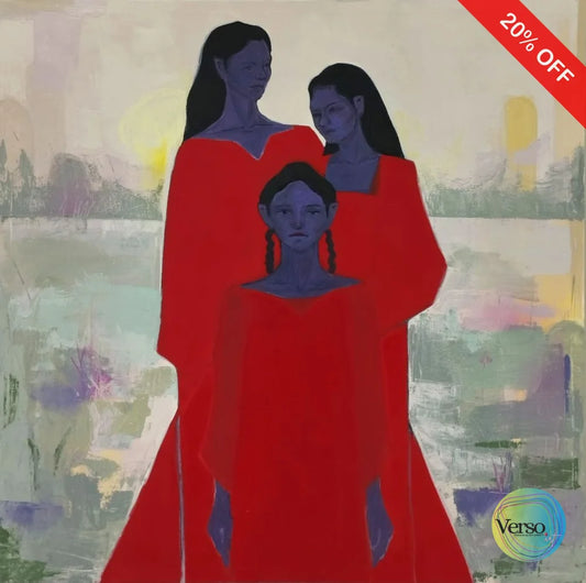 three women in red 100 x 100 cm / Oil / Unframed, shipped in roll