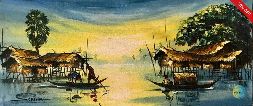 Tonle Sap Lake 70 x 30 cm / Acrylic / Unframed, shipped in roll
