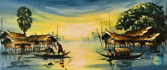Tonle Sap Lake 70 x 30 cm / Acrylic / Unframed, shipped in roll