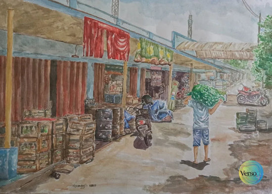 Traditional Market 40 x 30 cm / Watercolor / Unframed, shipped in roll