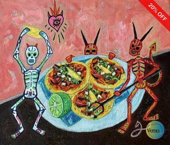 Tres taquitos al pastor 25 x 20 cm / Oil / Unframed, shipped flat