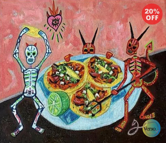 Tres taquitos al pastor 25 x 20 cm / Oil / Unframed, shipped flat