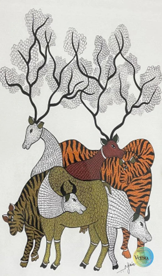 Tribal Gond Arts 1 29.7 x 42.0 cm / Mixed / Unframed, shipped in a roll
