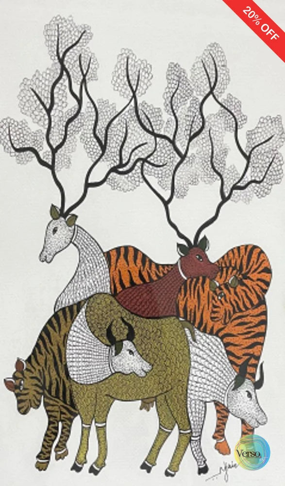 Tribal Gond Arts 1 29.7 x 42.0 cm / Mixed / Unframed, shipped in a roll