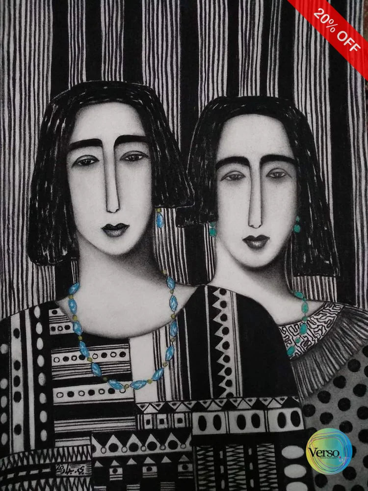 Two Girls series 1 50 x 70 cm / Mixed / Unframed, shipped in a roll