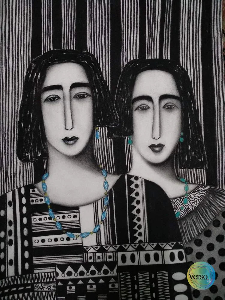 Two Girls series 1 50 x 70 cm / Mixed / Unframed, shipped in a roll