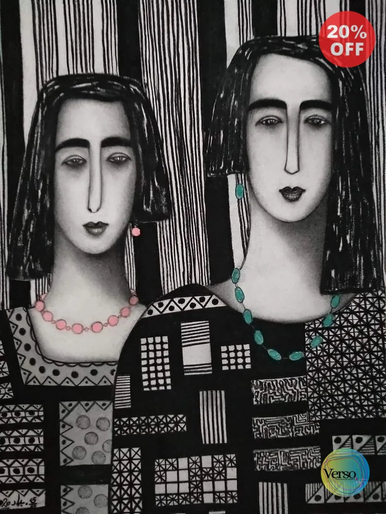 Two Girls series 2 50 x 70 cm / Mixed / Unframed, shipped in a roll