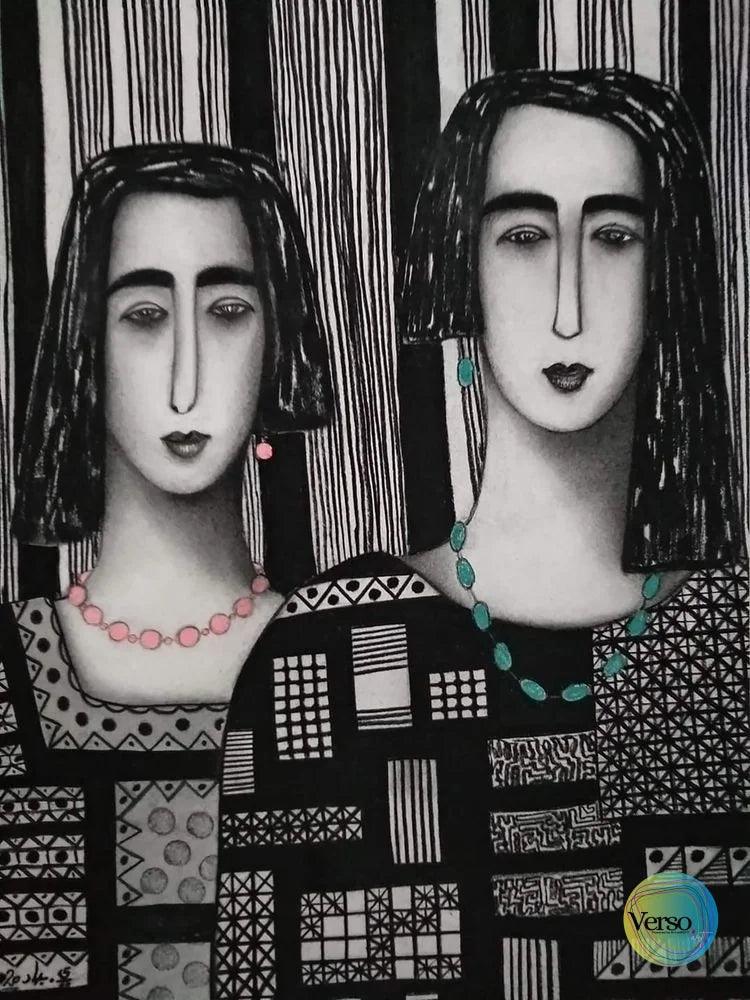 Two Girls series 2 50 x 70 cm / Mixed / Unframed, shipped in a roll