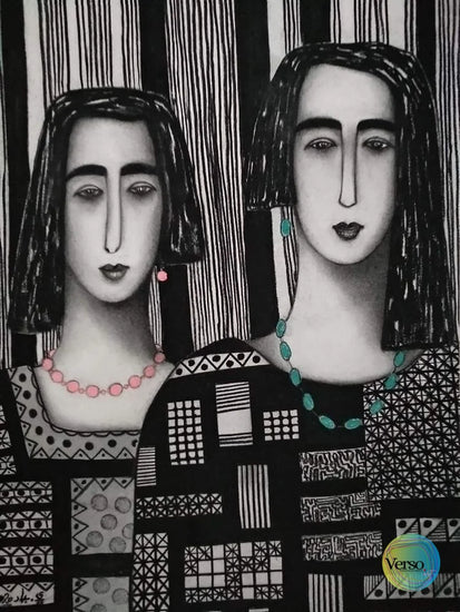 Two Girls series 2 50 x 70 cm / Mixed / Unframed, shipped in a roll