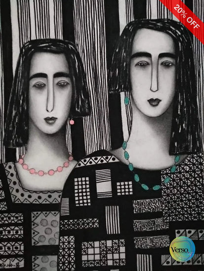 Two Girls series 2 50 x 70 cm / Mixed / Unframed, shipped in a roll