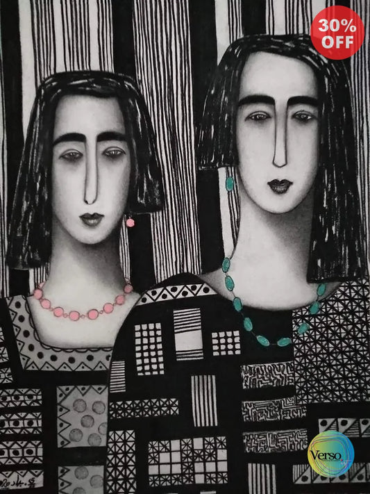 Two Girls series 2 50 x 70 cm / Mixed / Unframed, shipped in roll