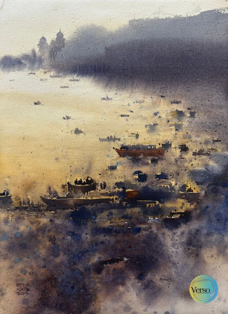 Varanasi Series 7 13 x 16 inch / Watercolor / Unframed, shipped in a roll