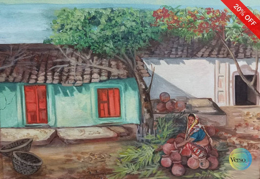 Village afternoon 12.5 x 18.5 cm / Acrylic / Unframed, shipped in a roll