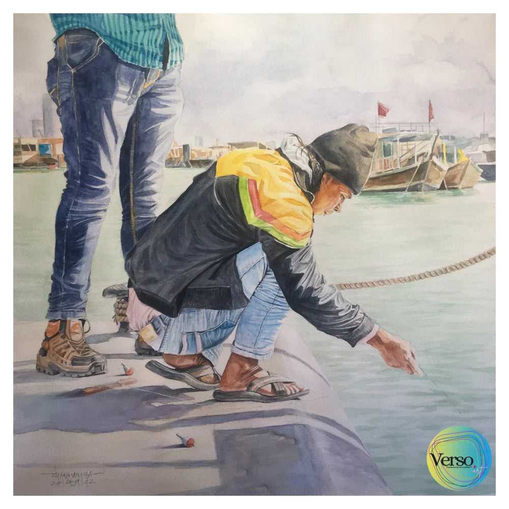 waiting for the right moment 46 x 46 cm / Watercolor / Unframed, shipped in roll