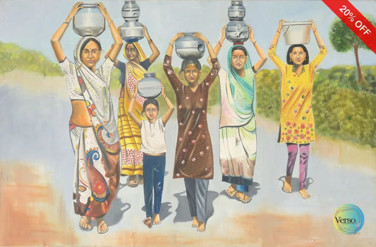 Water folks painting 36 x 24 cm / Oil / Unframed, shipped in a roll