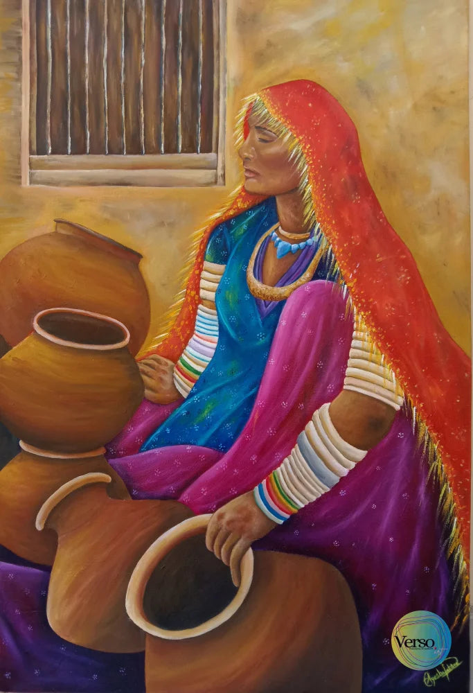 Woman of Thar 24 x 36 cm / Oil / Unframed, shipped in roll