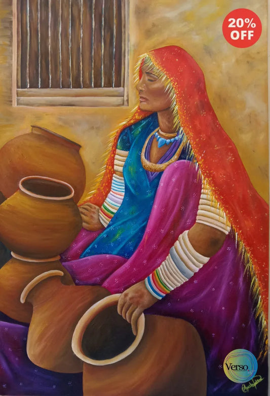 Woman of Thar 24 x 36 cm / Oil / Unframed, shipped in roll