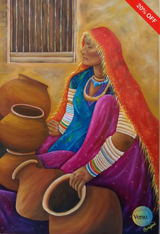 Woman of Thar 24 x 36 cm / Oil / Unframed, shipped in roll
