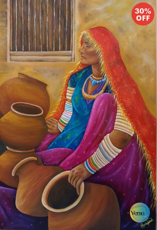 Woman of Thar 24 x 36 cm / Oil / Unframed, shipped in roll