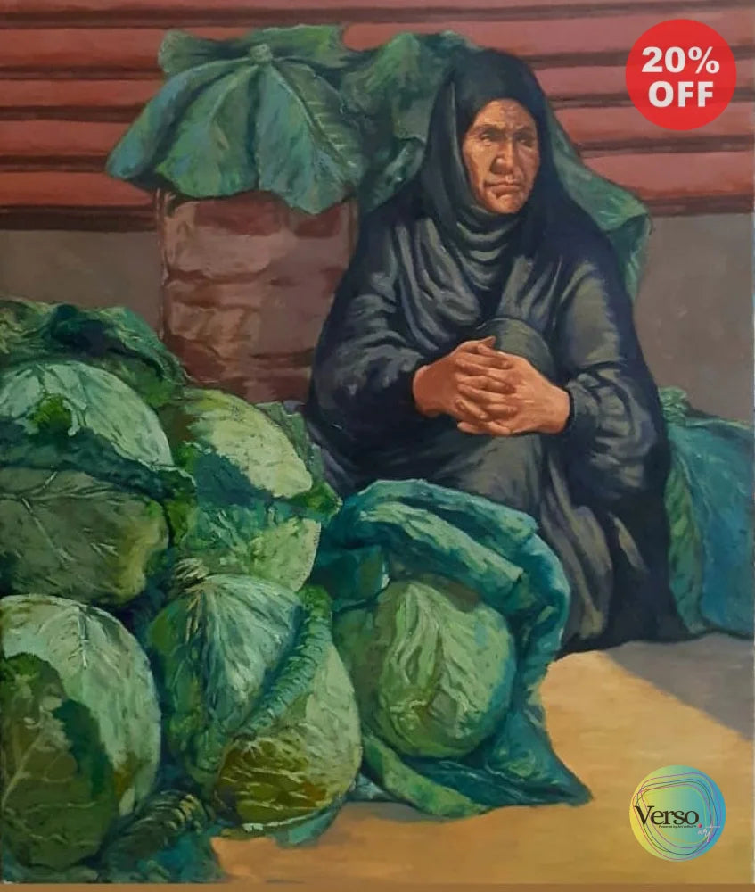 Women with green cabbages 10 x 120 cm / Oil / Unframed, shipped in a roll