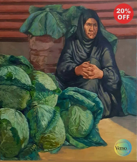 Women with green cabbages 10 x 120 cm / Oil / Unframed, shipped in a roll