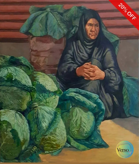 Women with green cabbages 10 x 120 cm / Oil / Unframed, shipped in roll