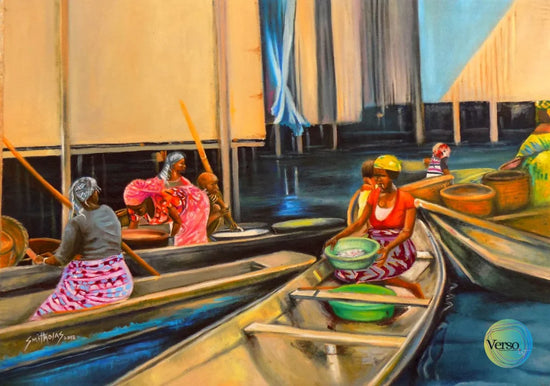 Yaba Makoko Riverine 42 x 30 cm / Oil / Unframed, shipped in a roll