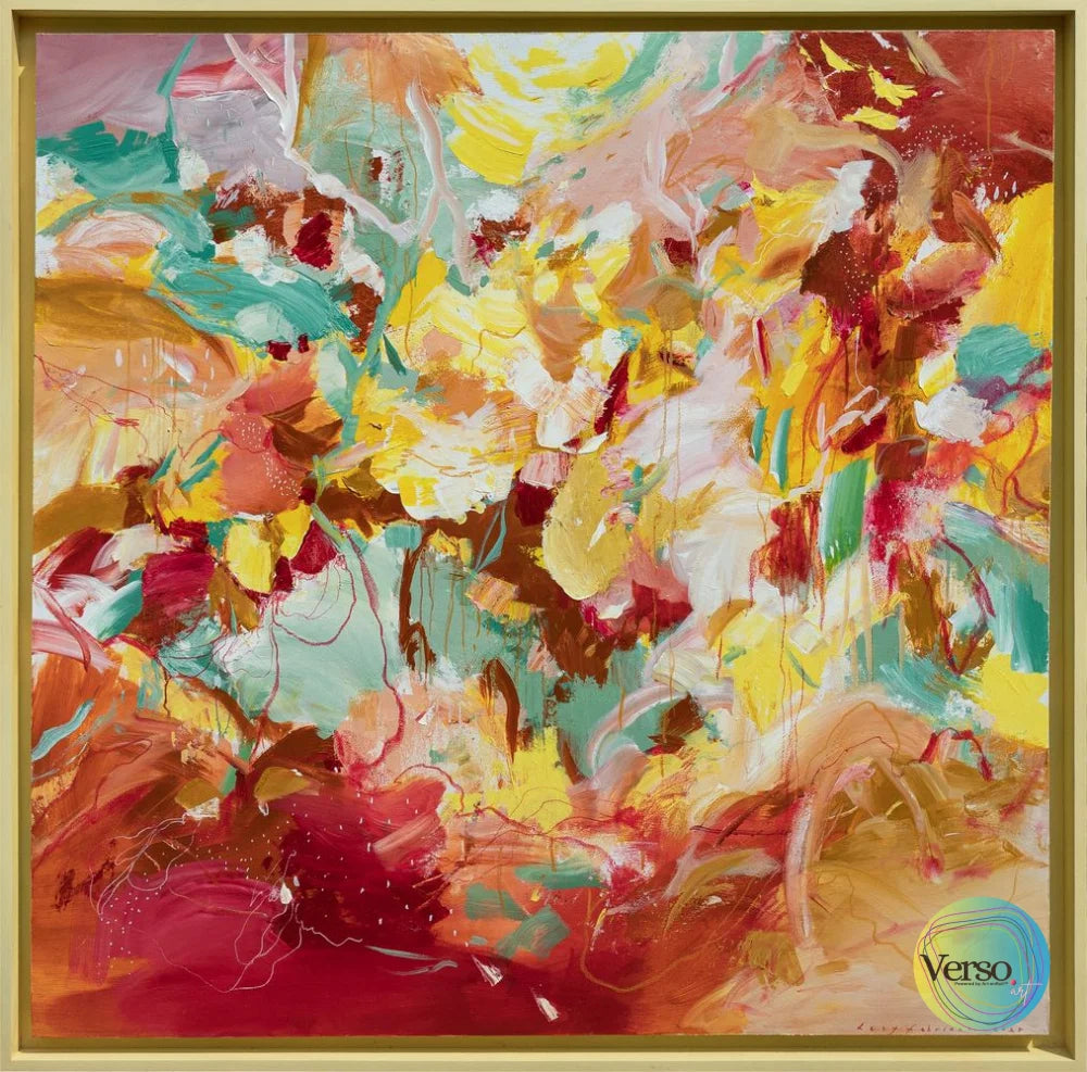 Yellow Scene - 150 x 150 cm / Acrylic / Framed, shipped flat