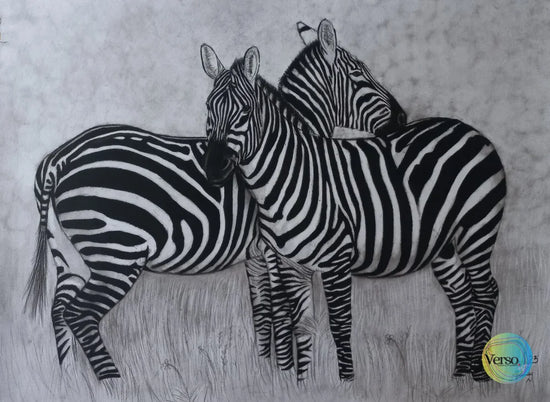 Zebras 60 x 42 cm / Charcoal / Unframed, shipped in a roll